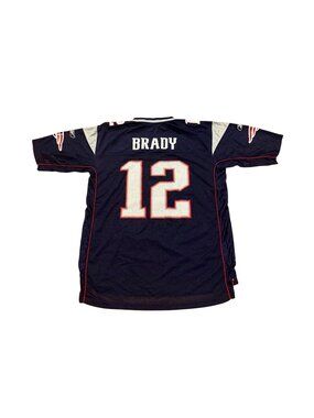 Reebok New England Patriots Tom Brady #12 Blue NFL Football Jersey Men's XL